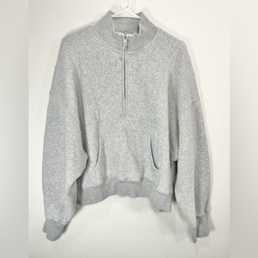 Aerie 1/4 zip Pullover Sweatshirt L Gray Scuba Style Offline - Picture 2 of 7